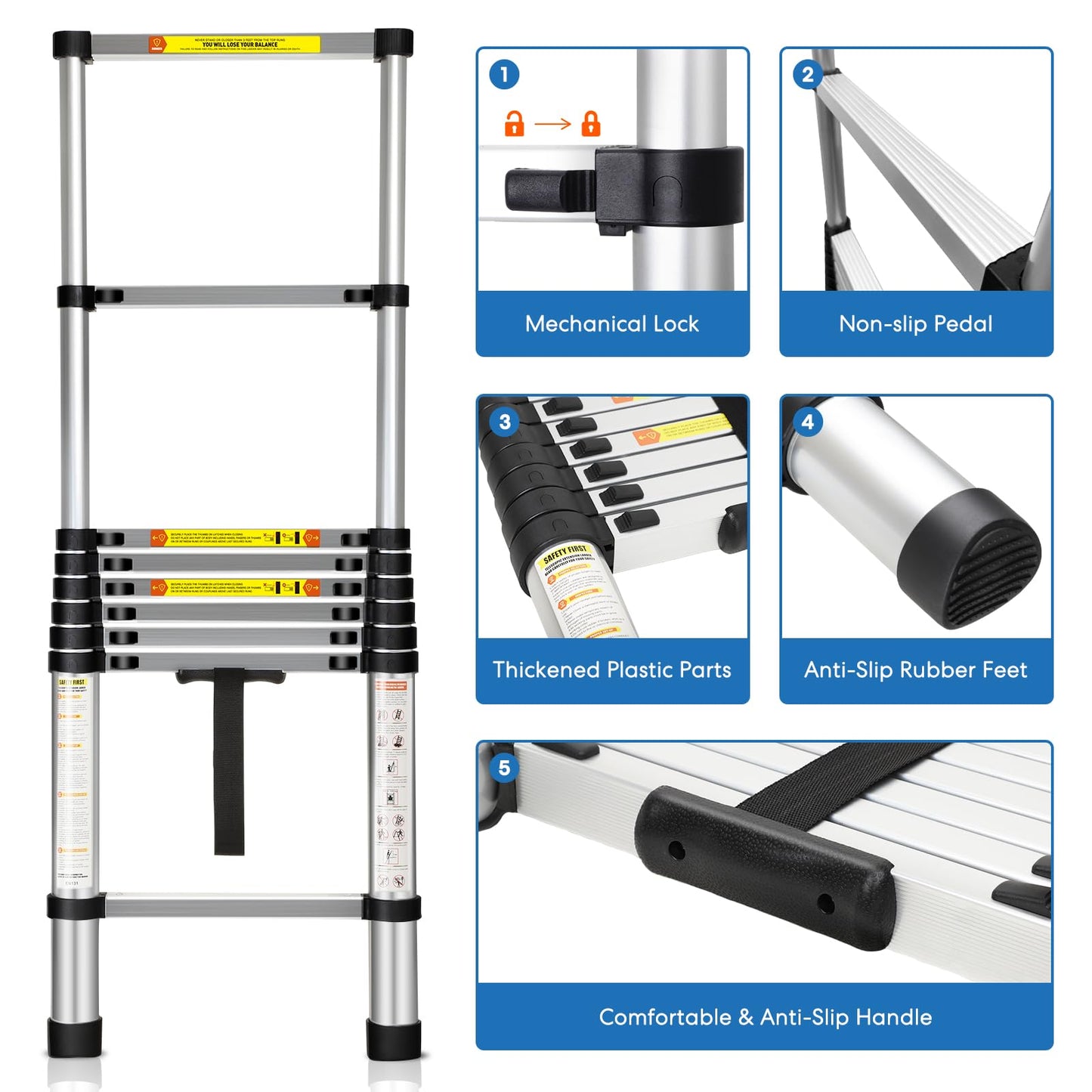 Miscoos 8.5 FT Aluminum Telescoping Ladder