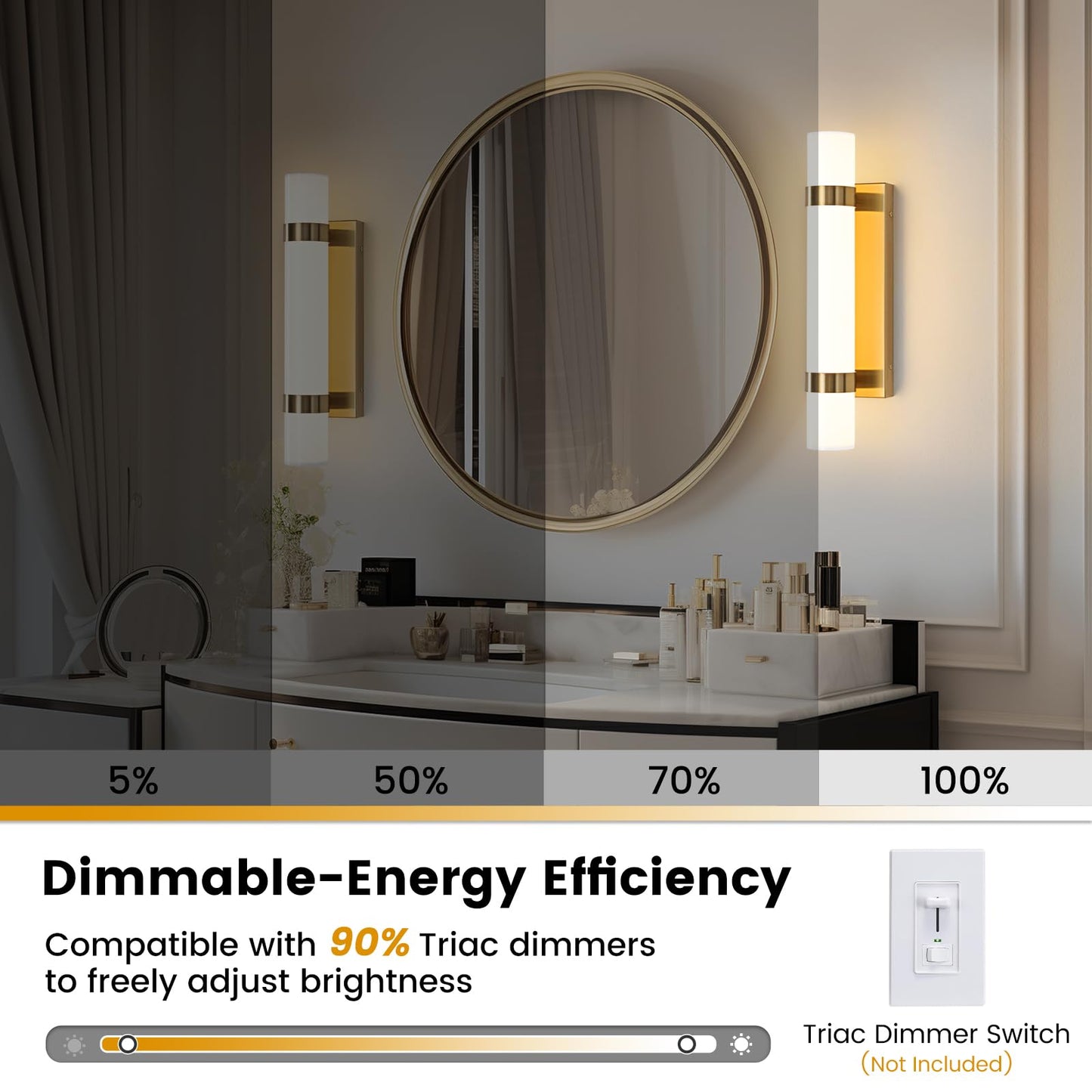 Epinl Gold Dimmable LED Wall Sconces Set of 2