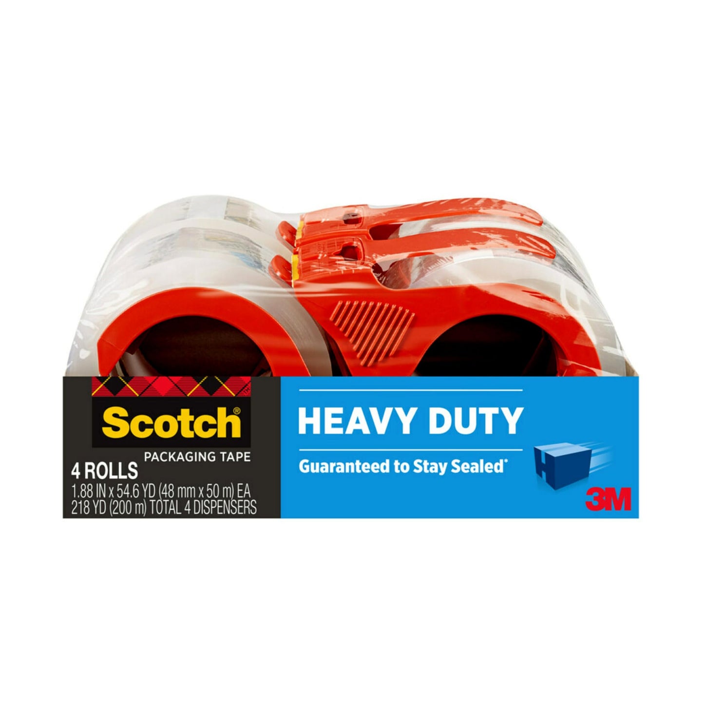 Scotch Heavy Duty Shipping Packing Tape, 4 Rolls