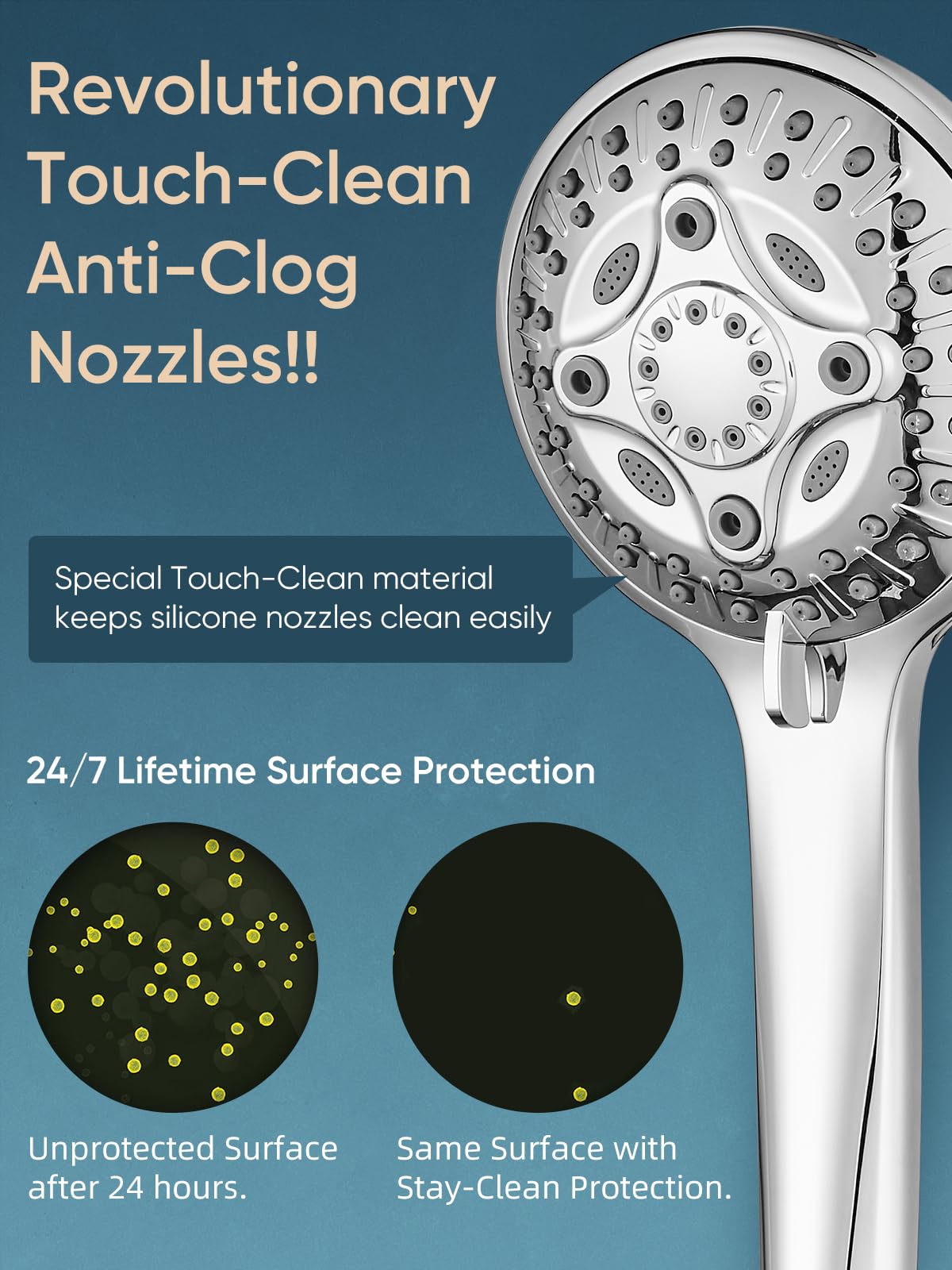 Cobbe 12'' High Pressure Rain Shower Head with Extension Arm - Dual Shower Heads with 8 Modes Handheld Spray Combo - Wide RainFall shower with Anti-Clog Nozzles, Adhesive Showerhead Holder, Chrome