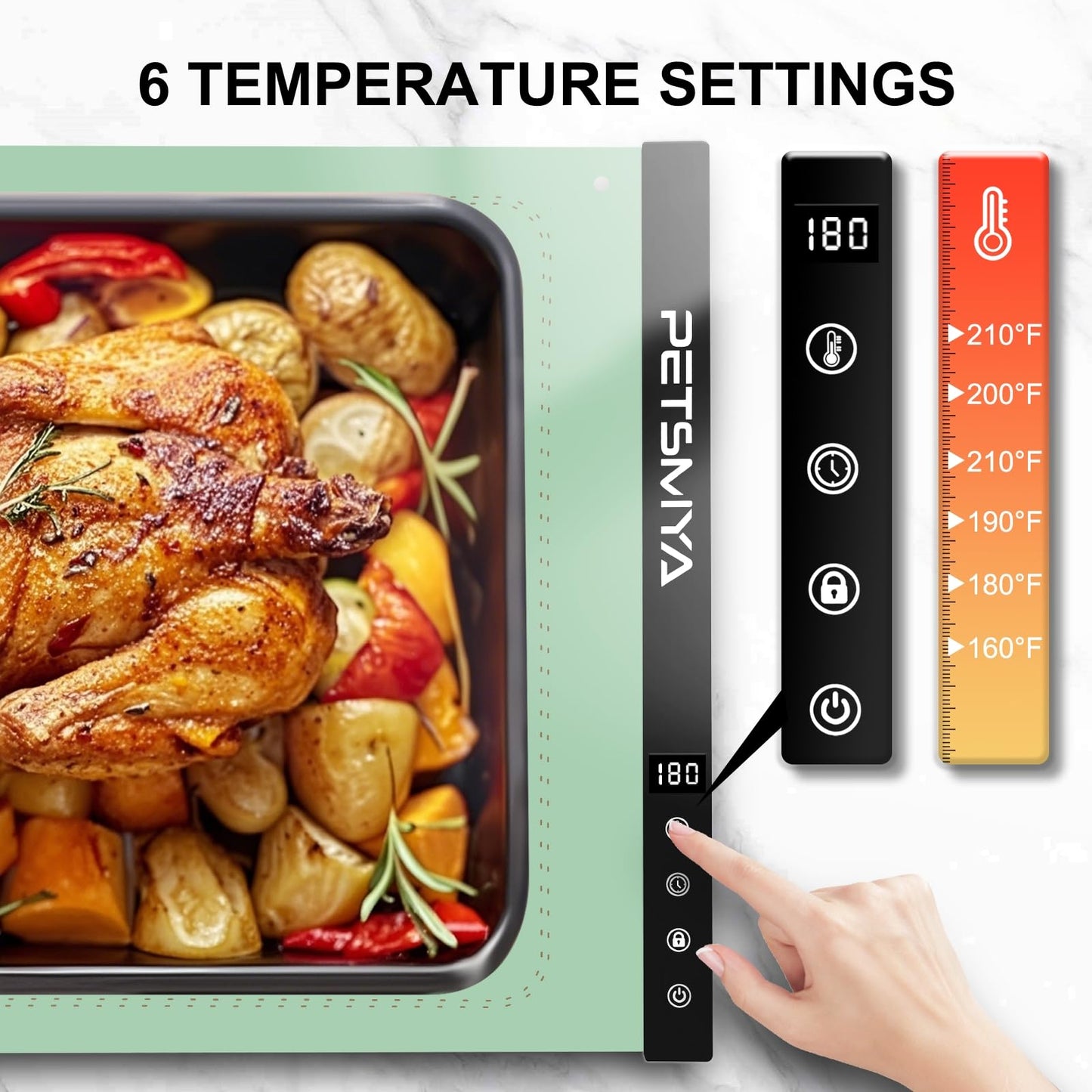 Food Warming Mat with 6 Temperature Settings