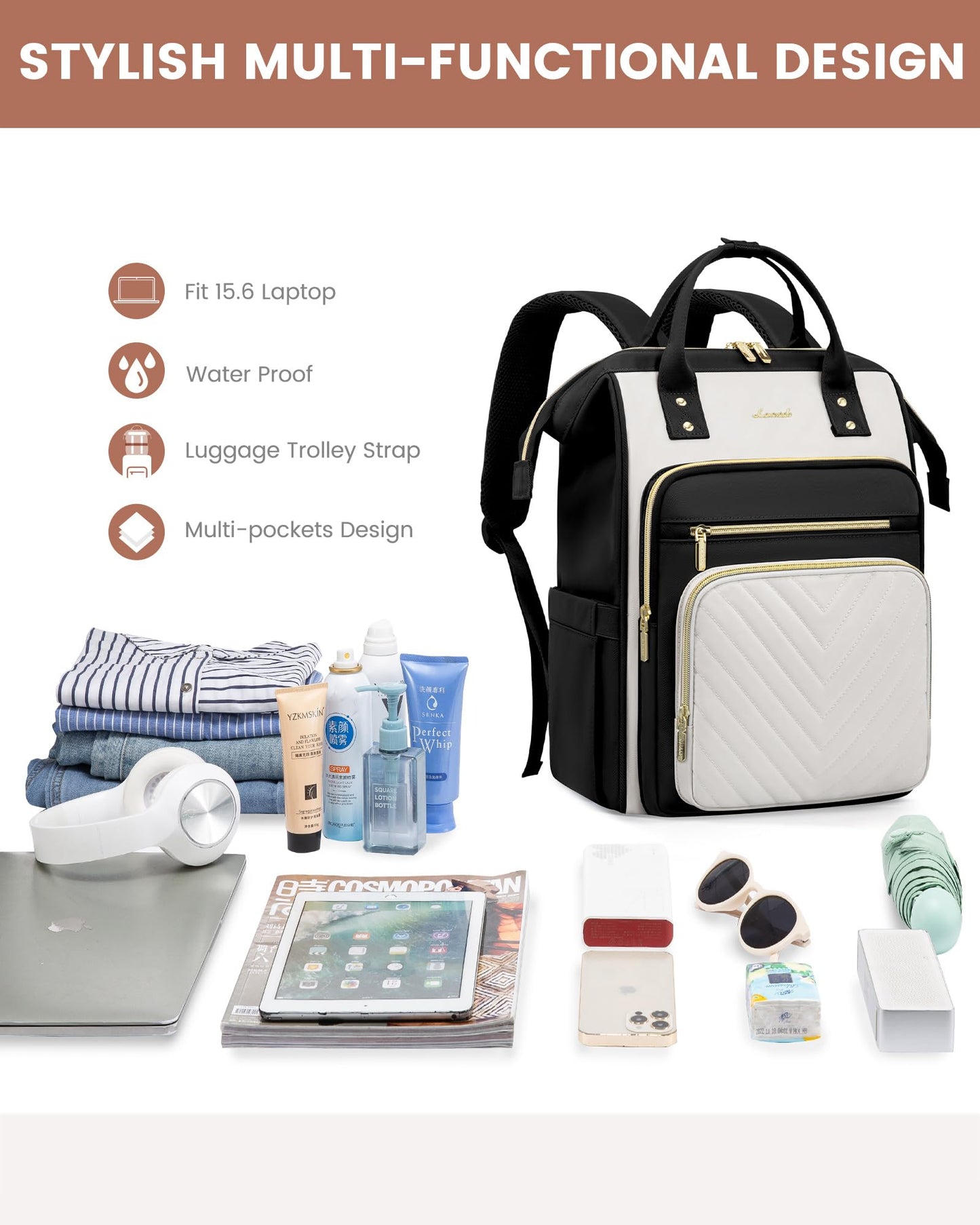 LOVEVOOK 15.6 Inch Laptop Backpack with USB Port