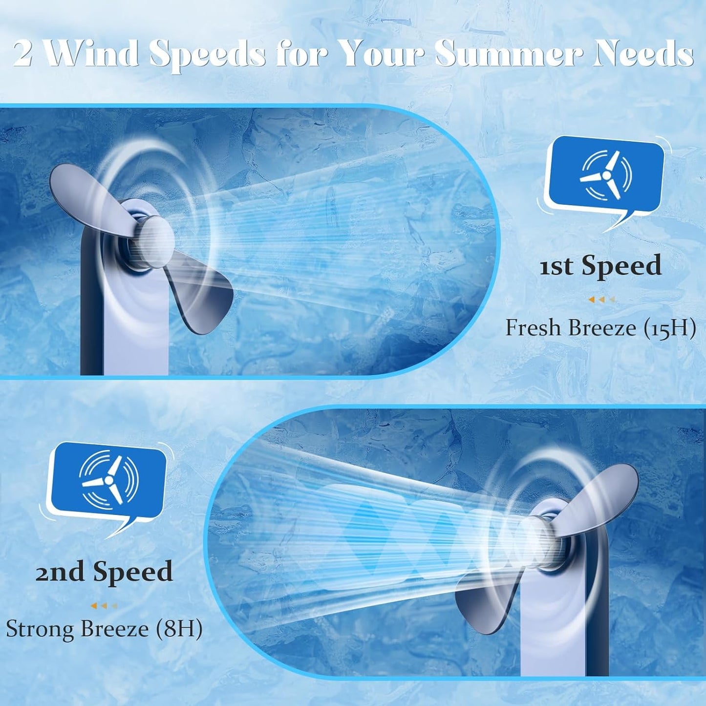 Handheld Mini Fan with USB Rechargeable 1000mAh Battery, Portable Hand Held Lash Fan for Makeup with 13 Woking Hours, Small Foldable Pocket Fans for Travel, Gifts for Women - Dark Blue