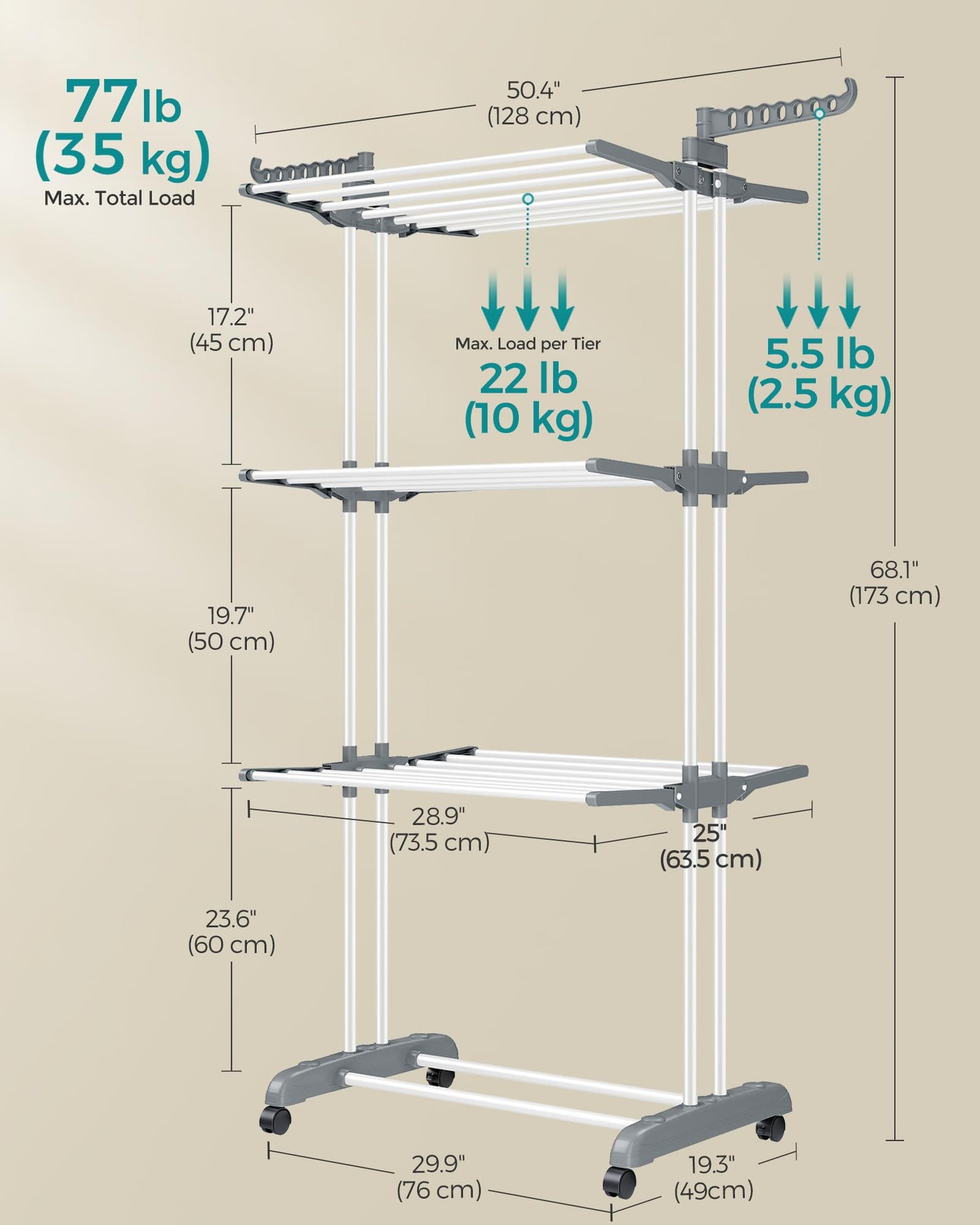 SONGMICS 4-Tier Foldable Clothes Drying Rack