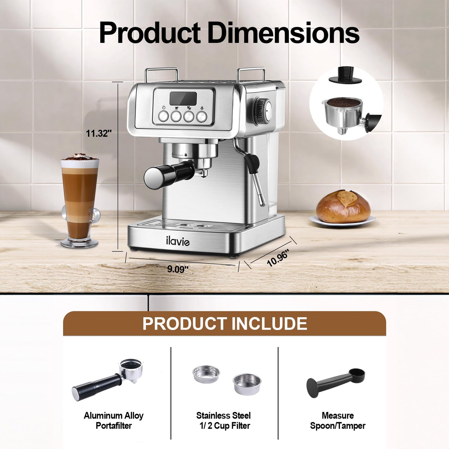 ILAVIE 20 Bar Espresso Machine with Milk Frother