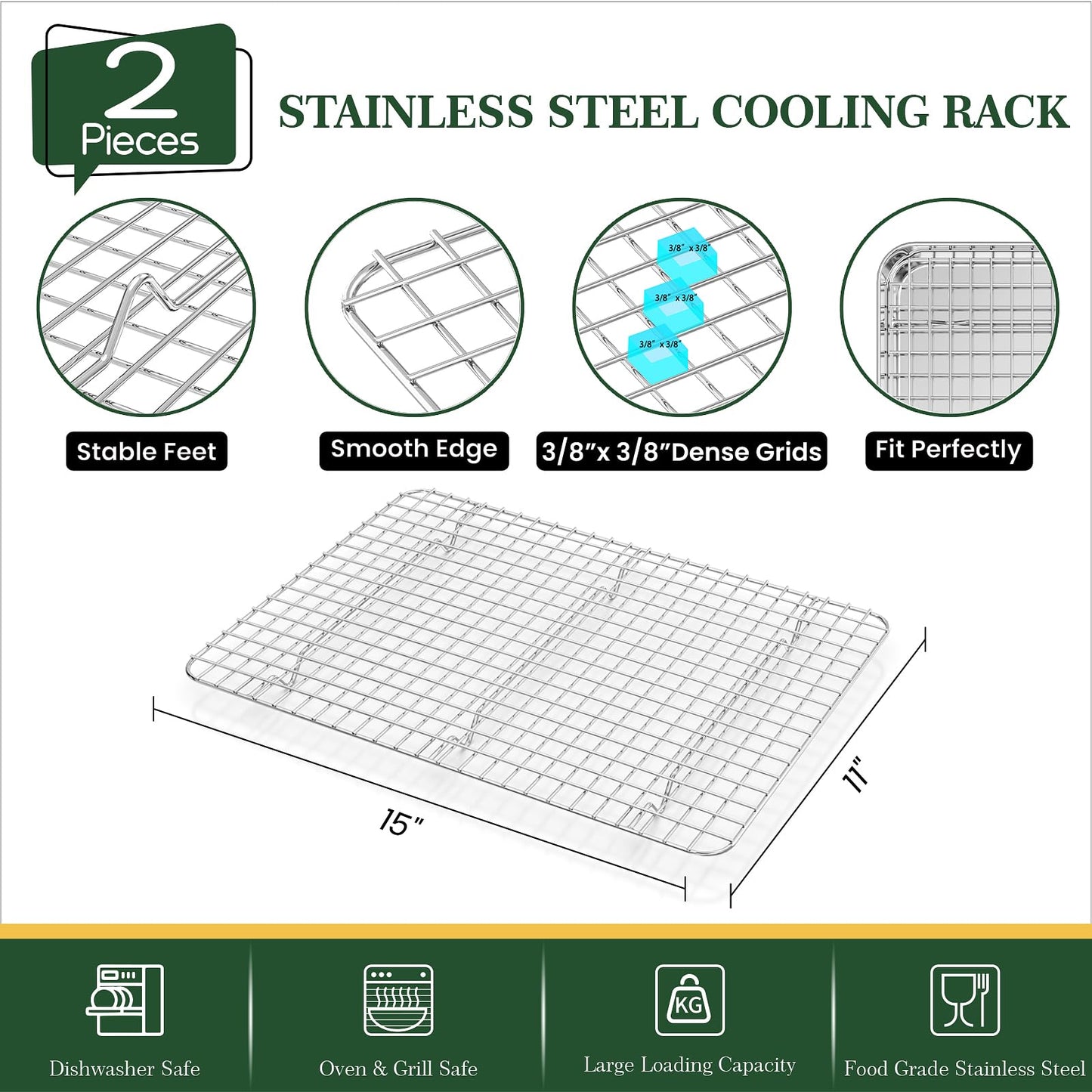 2-Pack Stainless Steel Baking Sheet Set