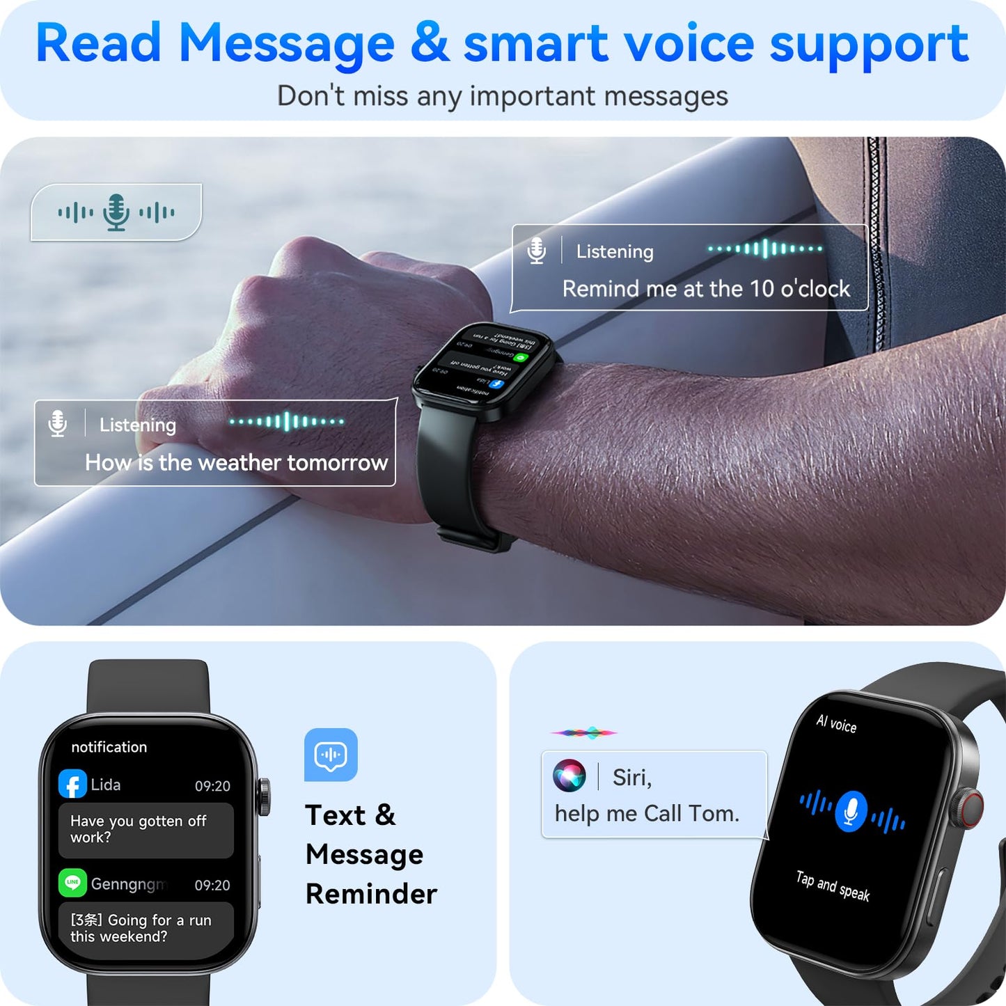 Smart Watch with Health Monitor & Sports Modes