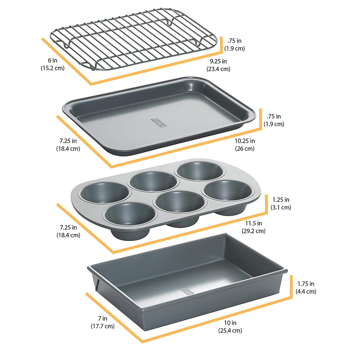 Chicago Metallic Non-Stick Toaster Oven Set - 4-Piece