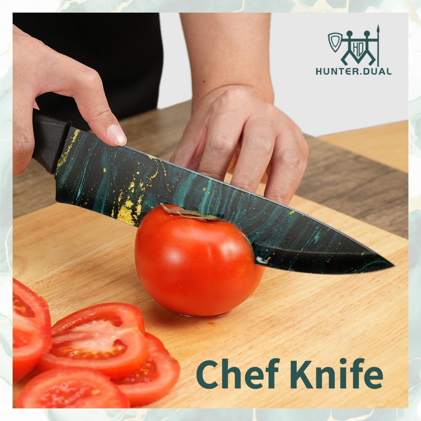 12-Piece HUNTER.DUAL Kitchen Knife Set with Covers