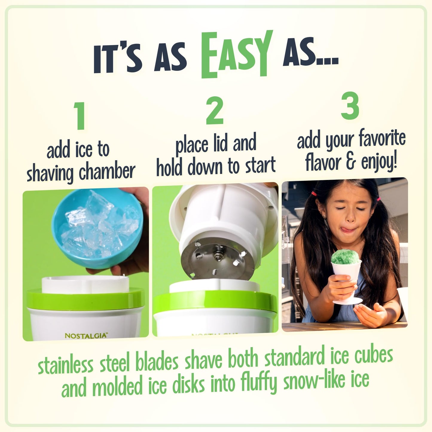 Nostalgia Snow Cone Shaved Retro Table-Top Slushie Machine-includes 1 Reusable Plastic Cup and Ice Molds, Hawaiian