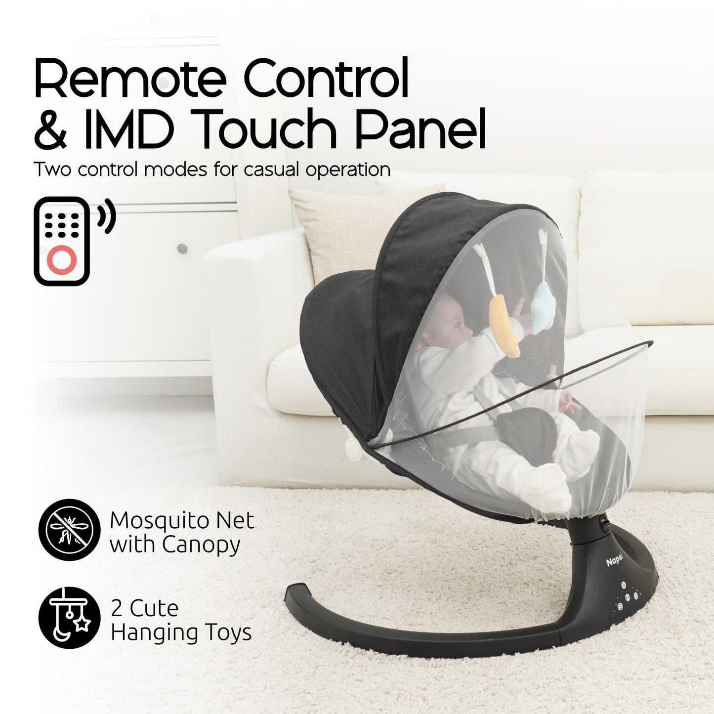 Electric Baby Swing with Remote & Bluetooth