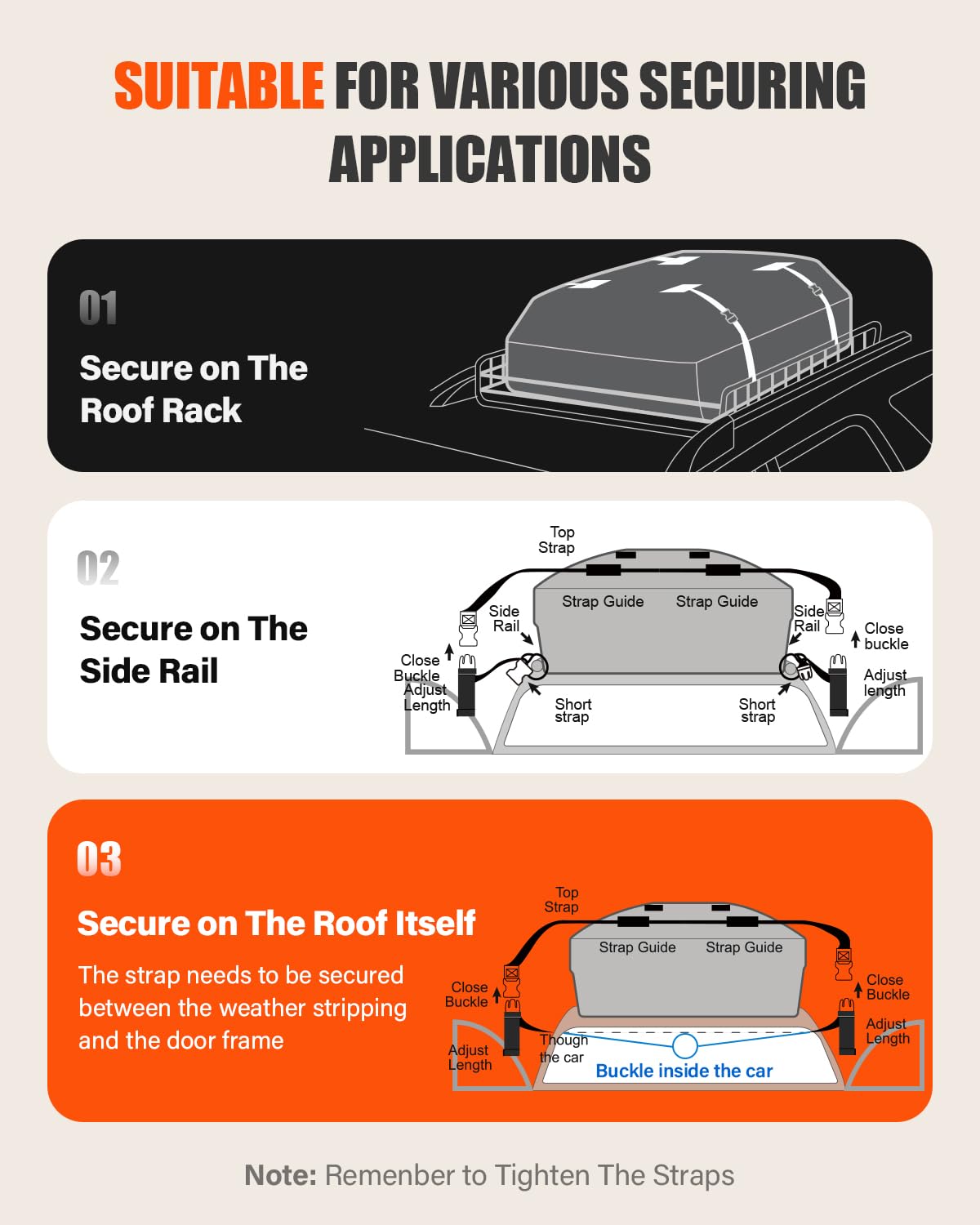 Kimevan Waterproof Rooftop Cargo Carrier, Upgrade Waterproof Design Luggage Roof Rack Soft Cargo Bag 15 Cubic feet for All Cars with/without Rack, includes Anti-Slip Mat, 2 Reinforced Straps