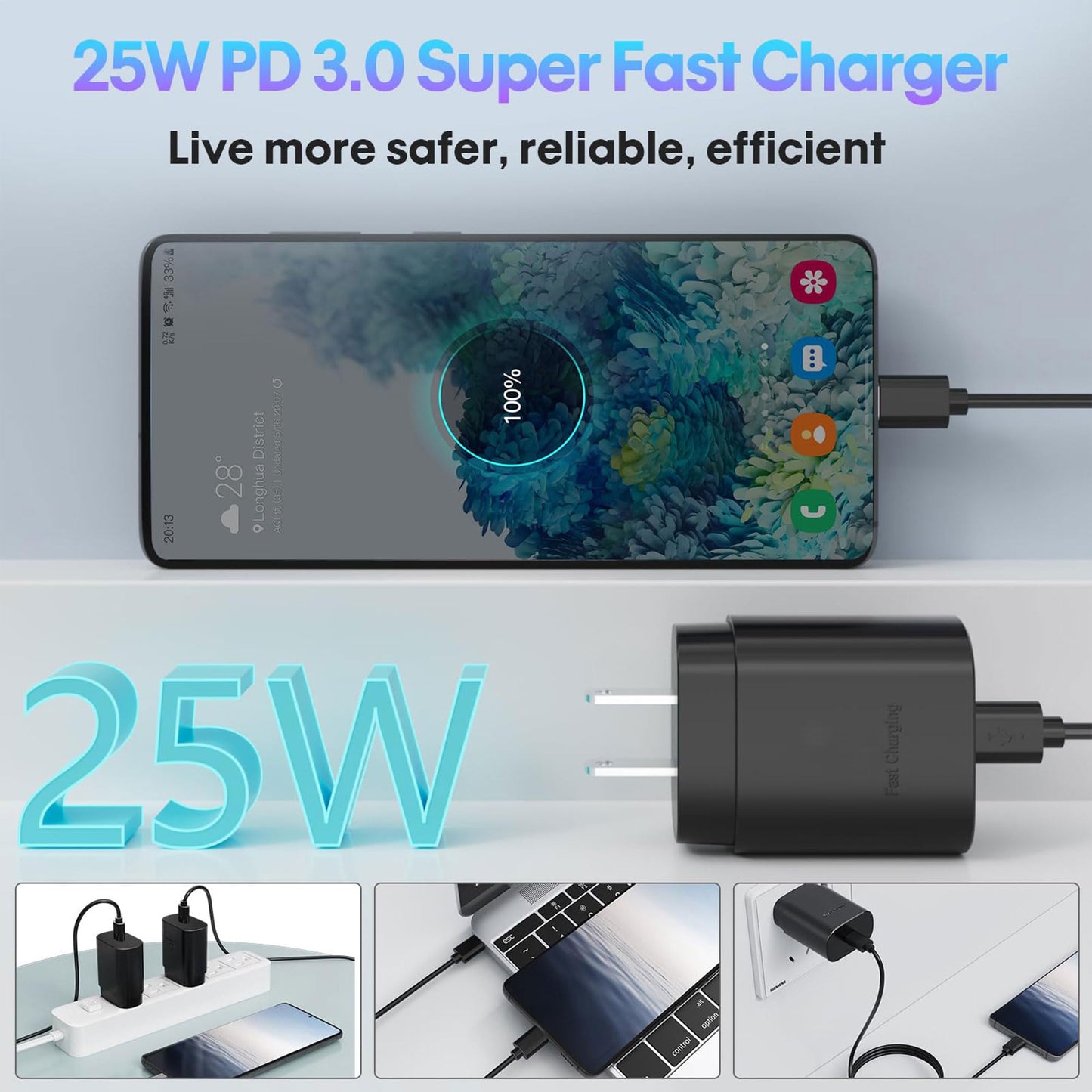 2-Pack Fast Charging Type C Charger Block