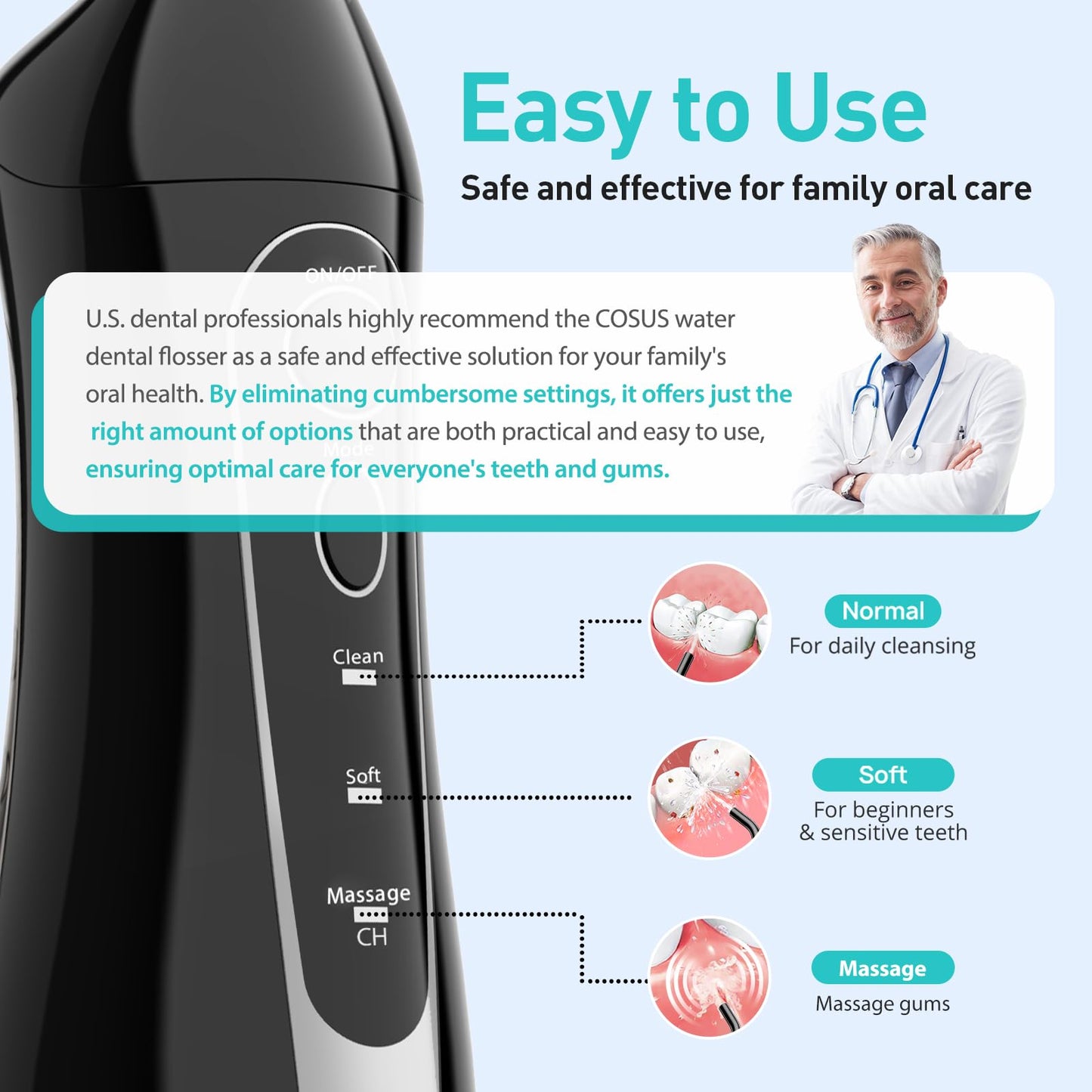 COSLUS Portable Cordless Water Dental Flosser
