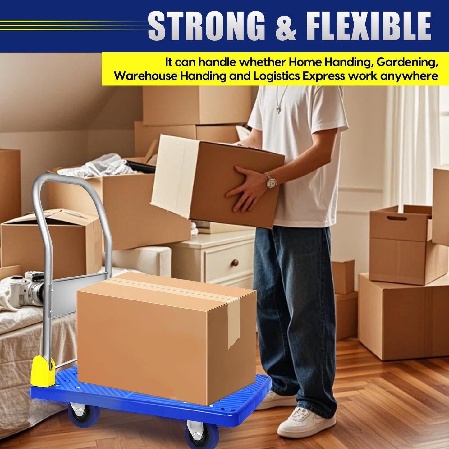 440lb Capacity Foldable Push Hand Truck