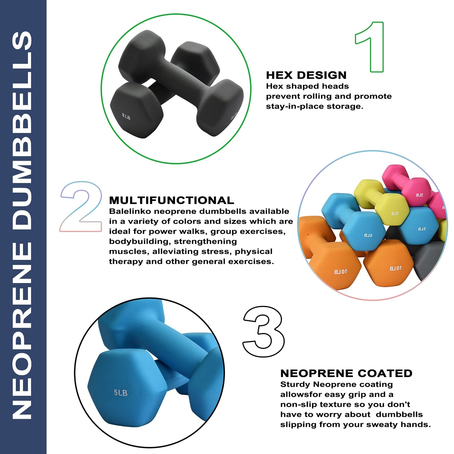 Neoprene Coated Dumbbells, 4 LB Pair