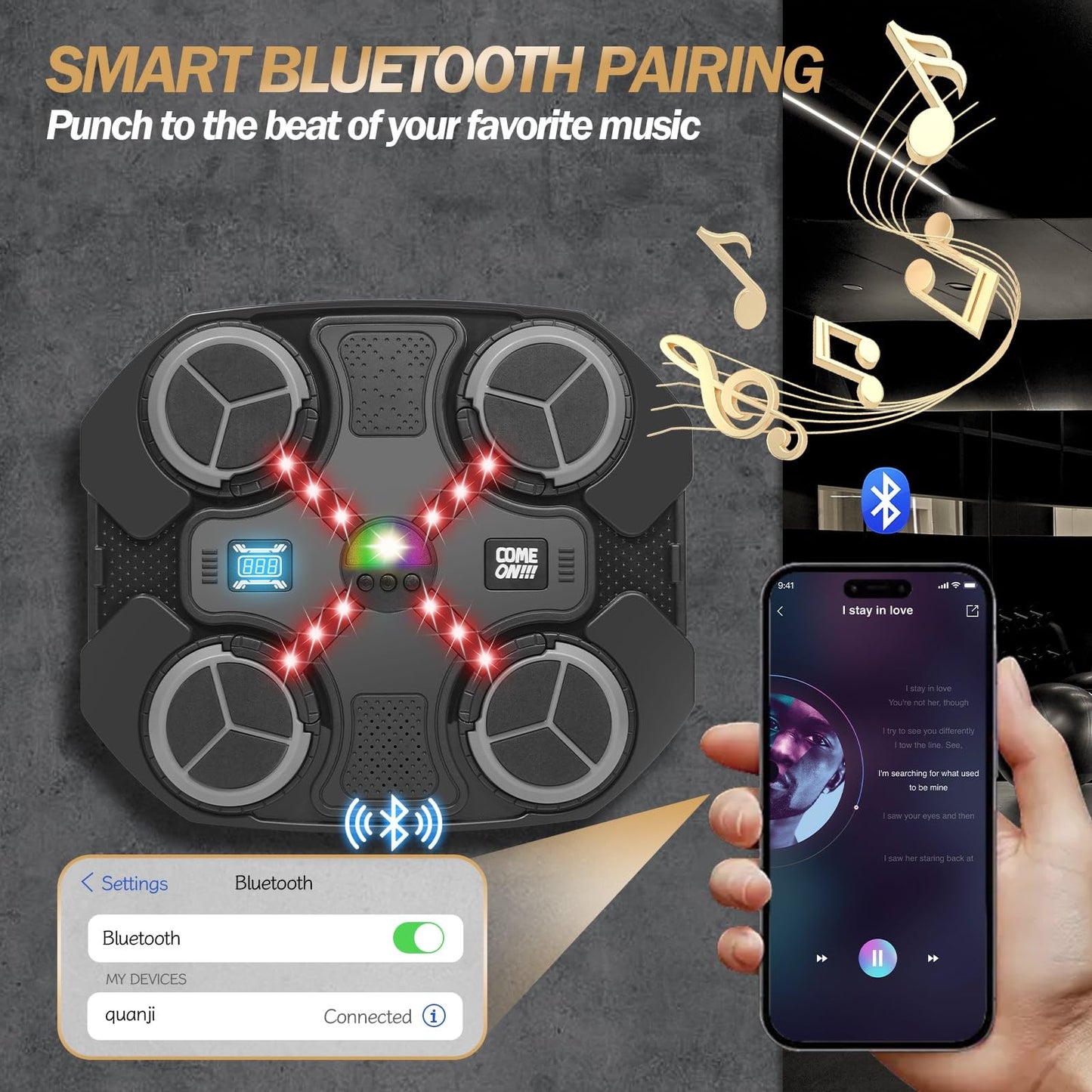 Wall Mounted Bluetooth Music Boxing Target for Kids