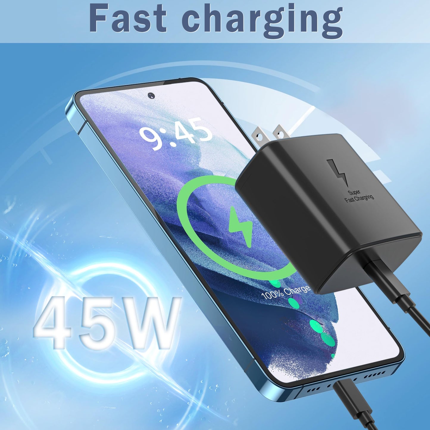 45W Fast Charger with 6FT USB C Cable 2Pack