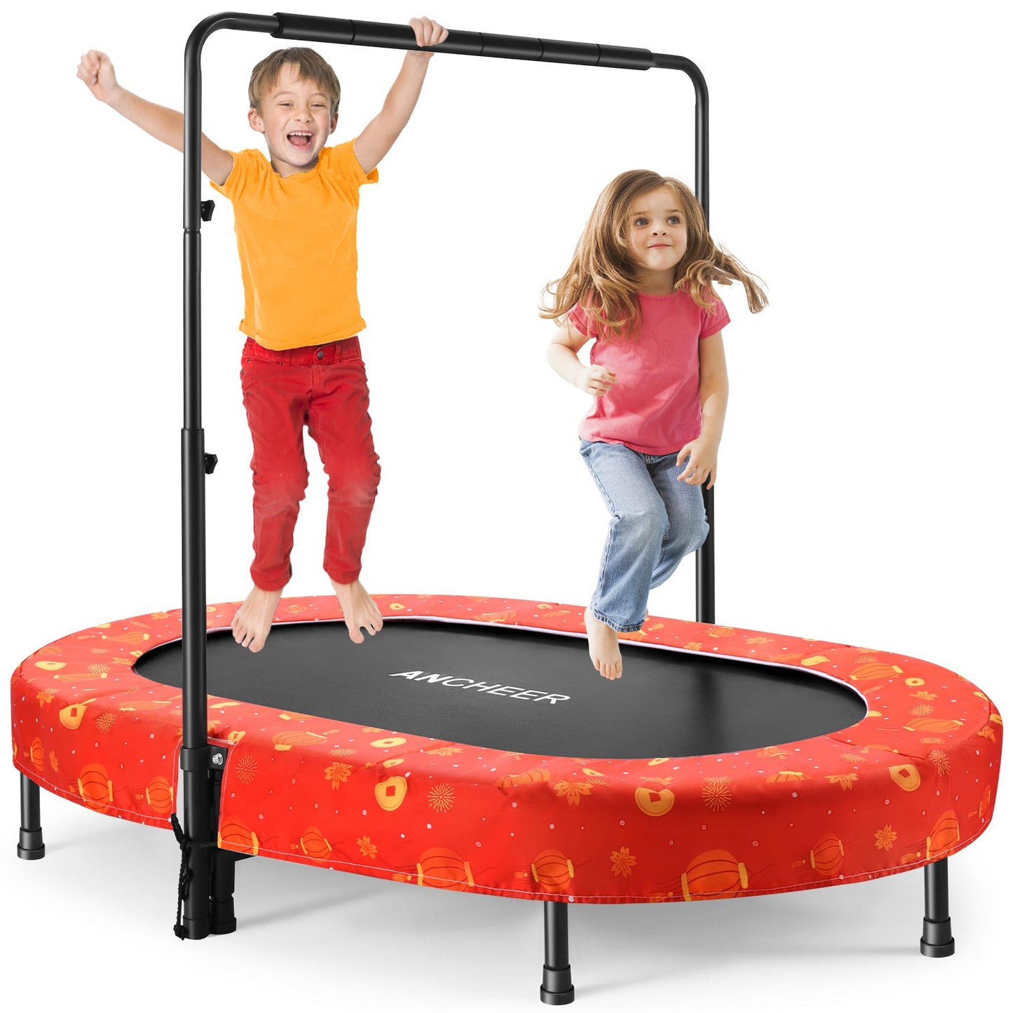 Kids Mini Trampoline with Adjustable Handlebar