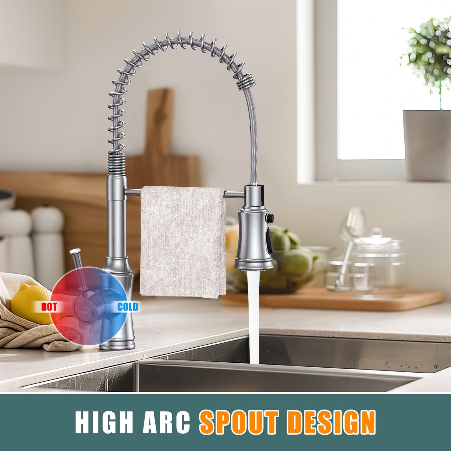 Hurran Stainless Steel Kitchen Faucet with Sprayer