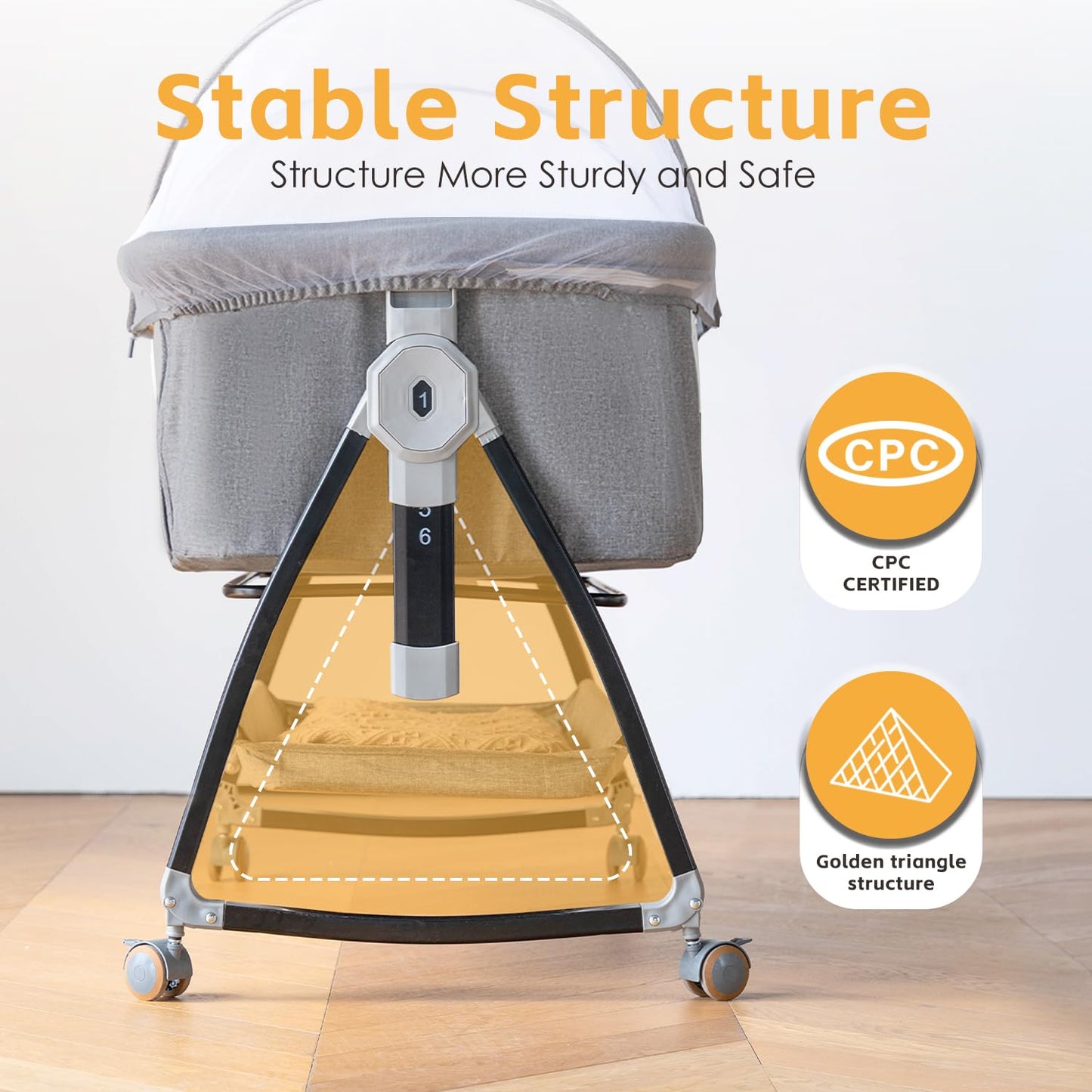 3 in 1 Baby Bassinet with Quick Height Adjustment