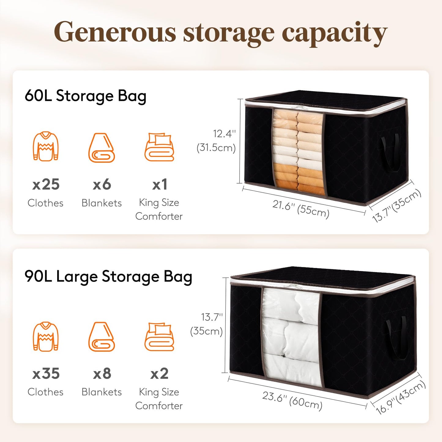 Lifewit Foldable Clothes Storage Bins with Lids