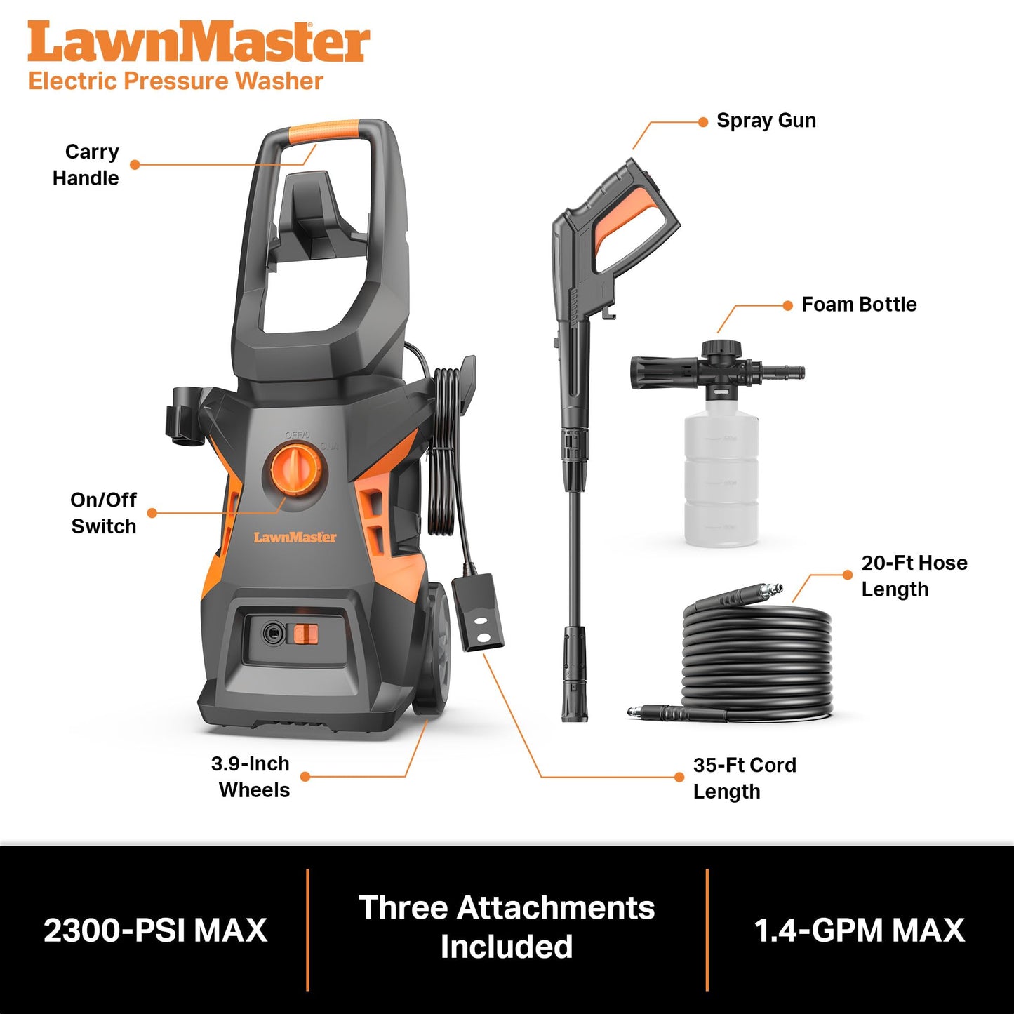 LawnMaster Electric Pressure Washer 1.4 GPM