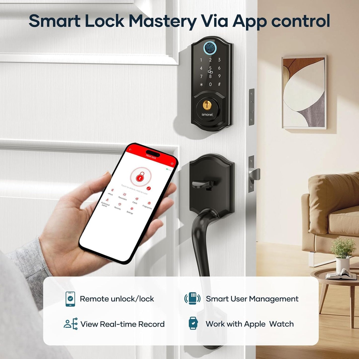 SMONET Smart Lock with Fingerprint & Bluetooth