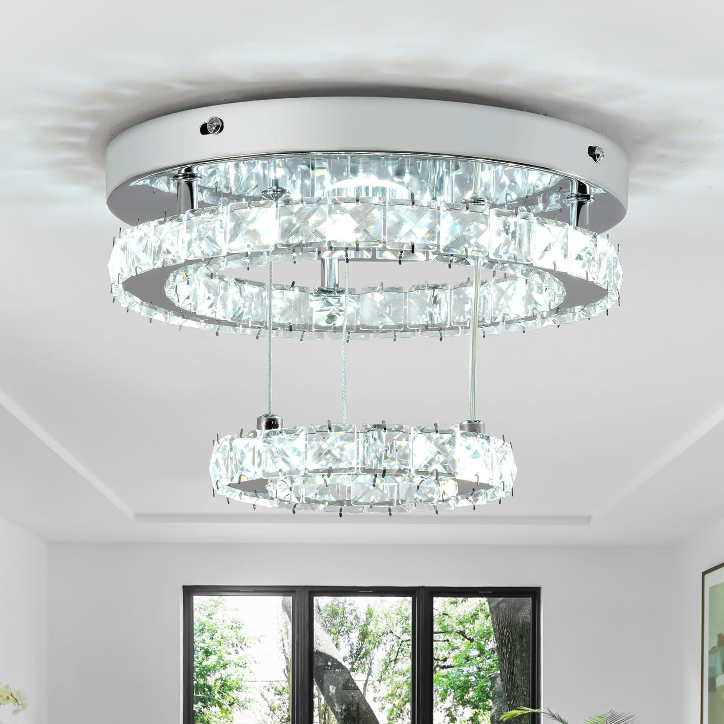 Modern Crystal LED Chandelier Flush Mount Light