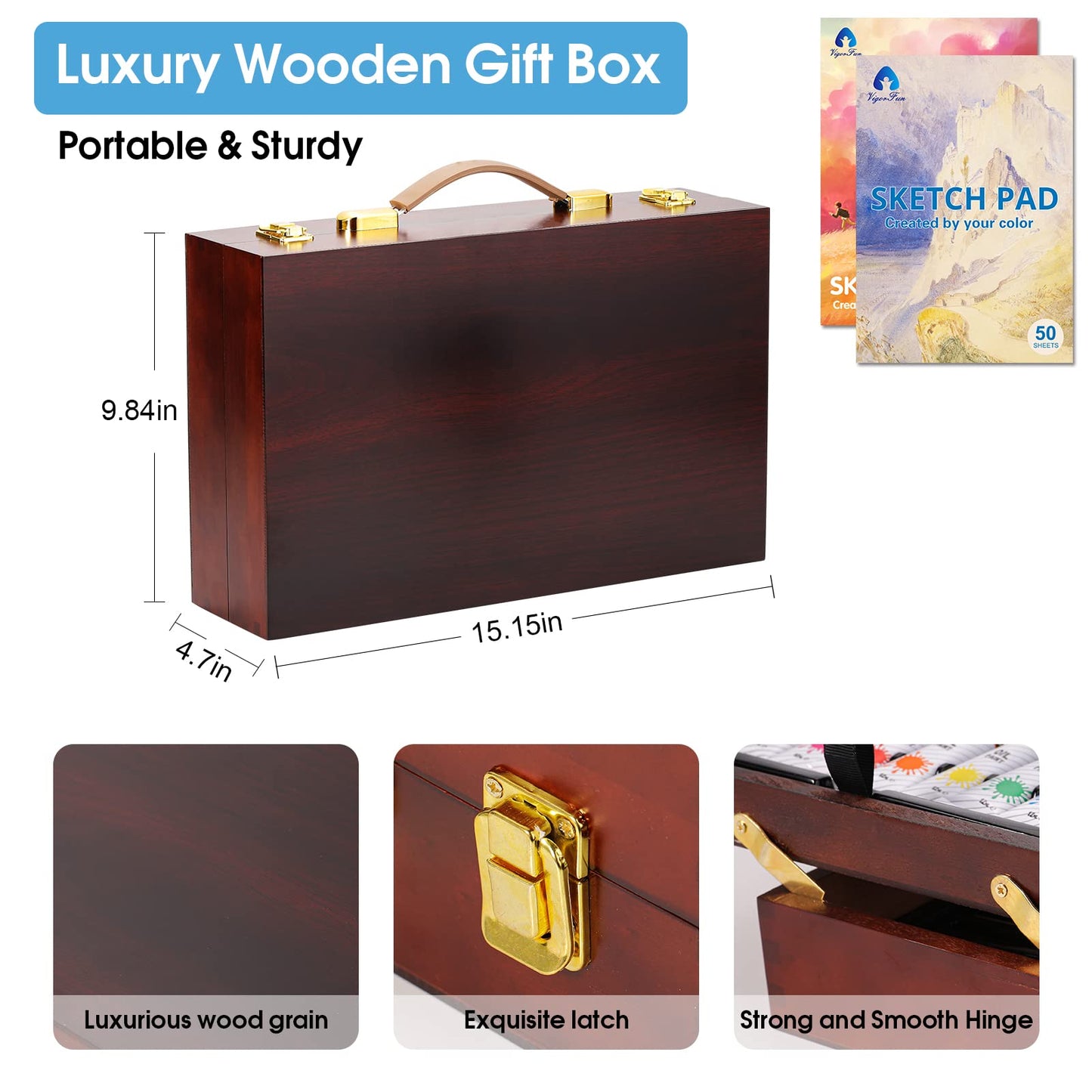Deluxe Wooden Art Set for Drawing and Painting