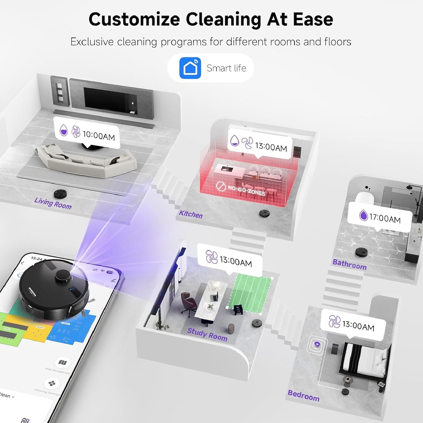 MONSGA Robot Vacuum And Mop with Self-Emptying Station
