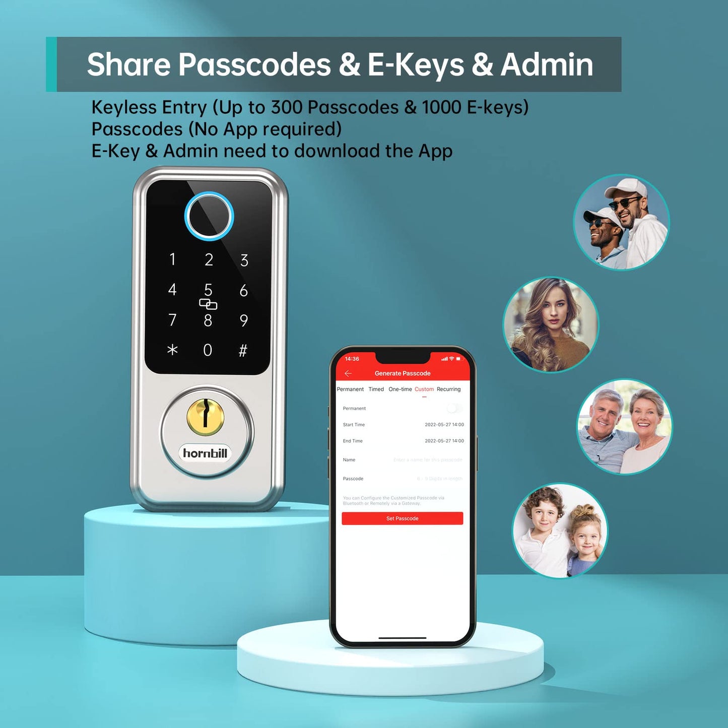 Hornbill Keyless Smart Deadbolt with Fingerprint Access