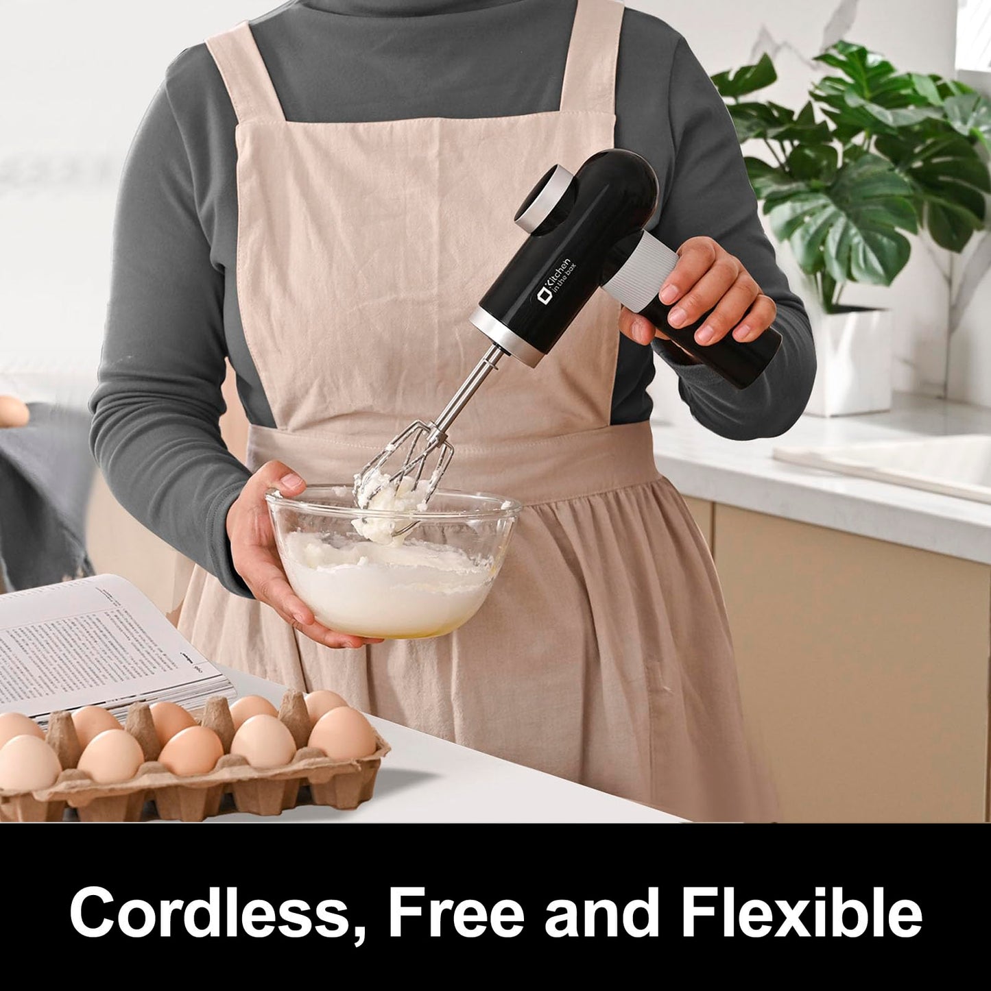 Cordless Rechargeable Hand Mixer with Digital Display