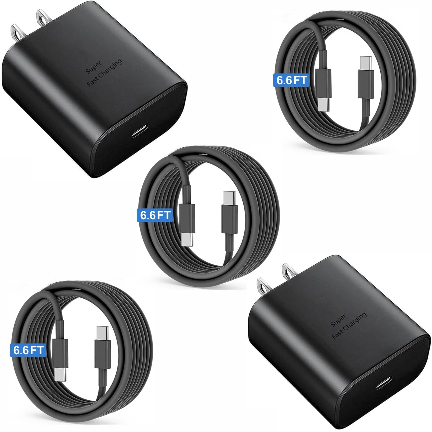 45W USB C Charger Block with 3 Cables