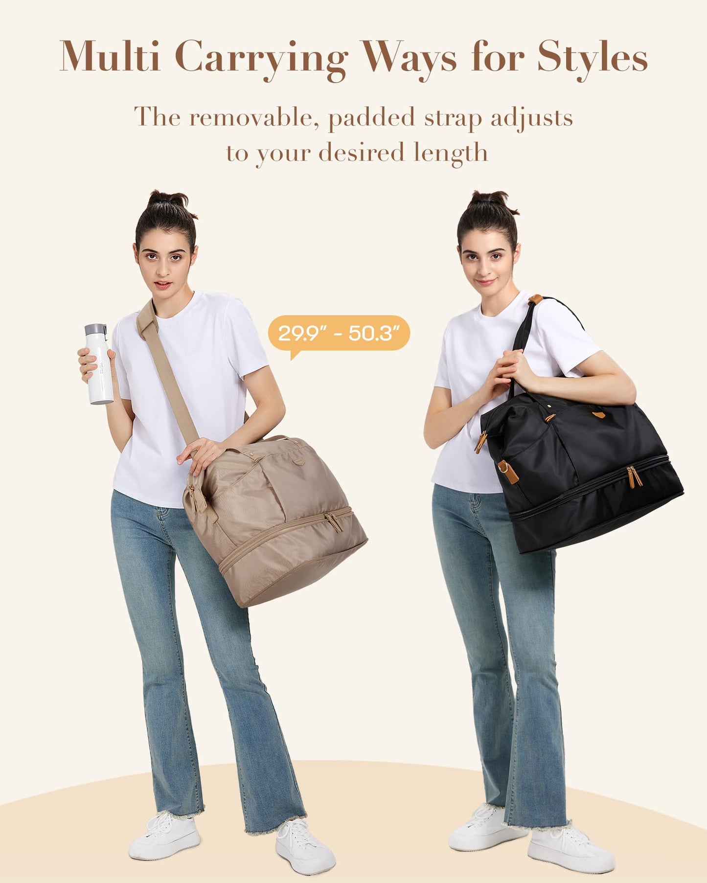Missnine Expandable Travel Duffel Bag with Shoes Compartment