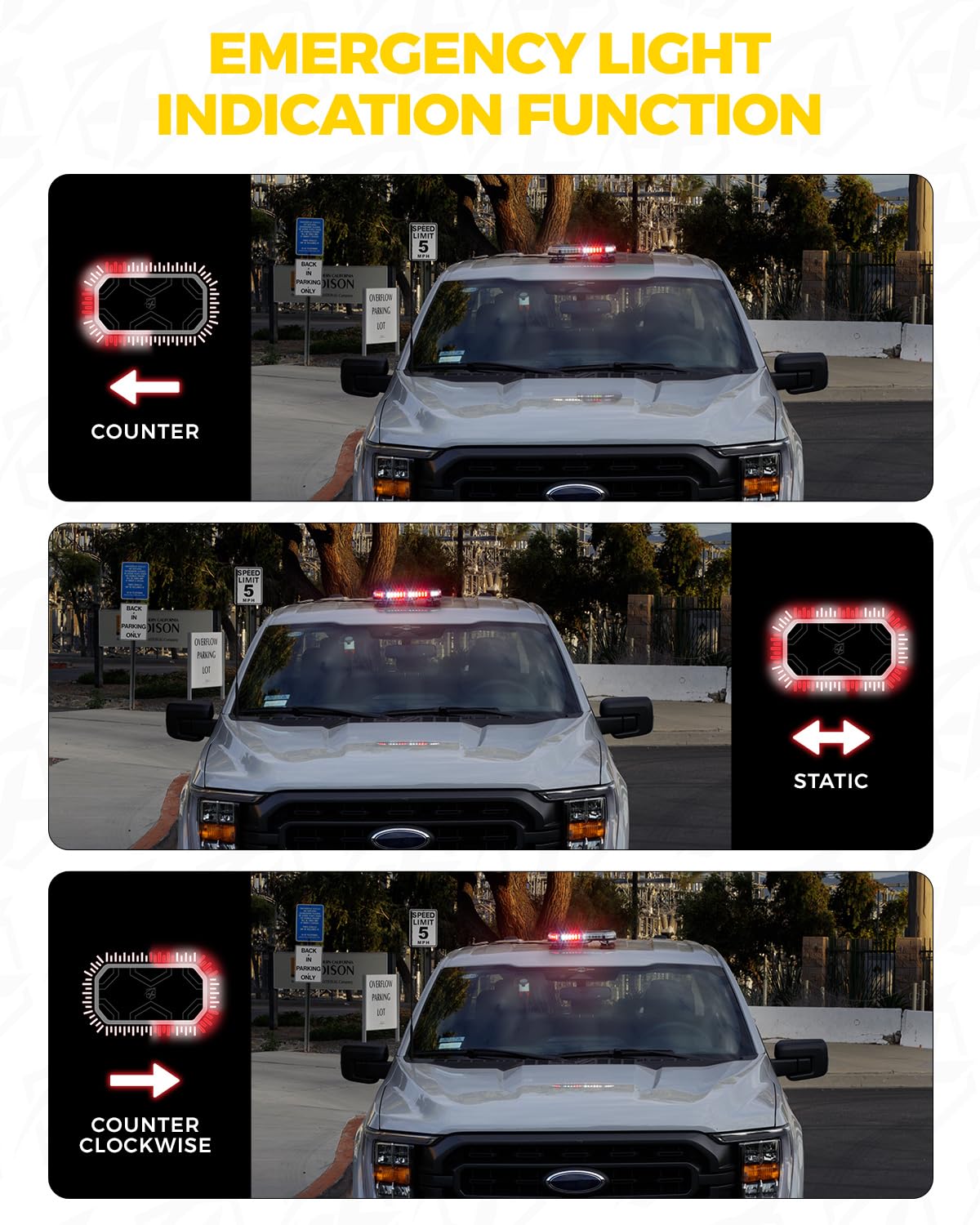 Xprite 42 LED Roof Top Strobe Light, High Visibility Emergency Hazard Warning Flashing Light Bar w/Control Panel for Firefighter POV Ambulance Vehicle Trucks - White Red