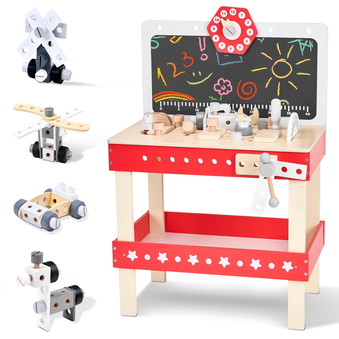 Kids' Wooden Tool Workbench Playset for Ages 3-7