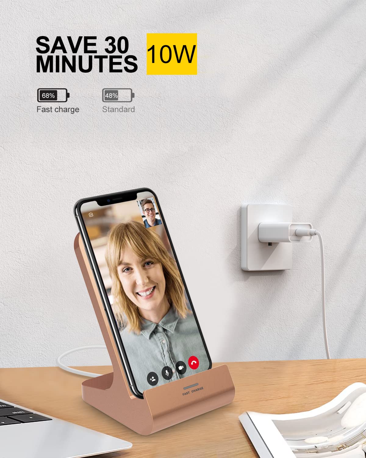 10W Wireless Charger Stand for iPhone & Samsung