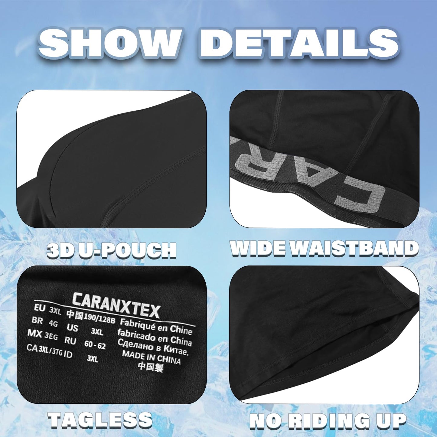 CARANXTEX Men's Soft Viscose Boxer Briefs - Black