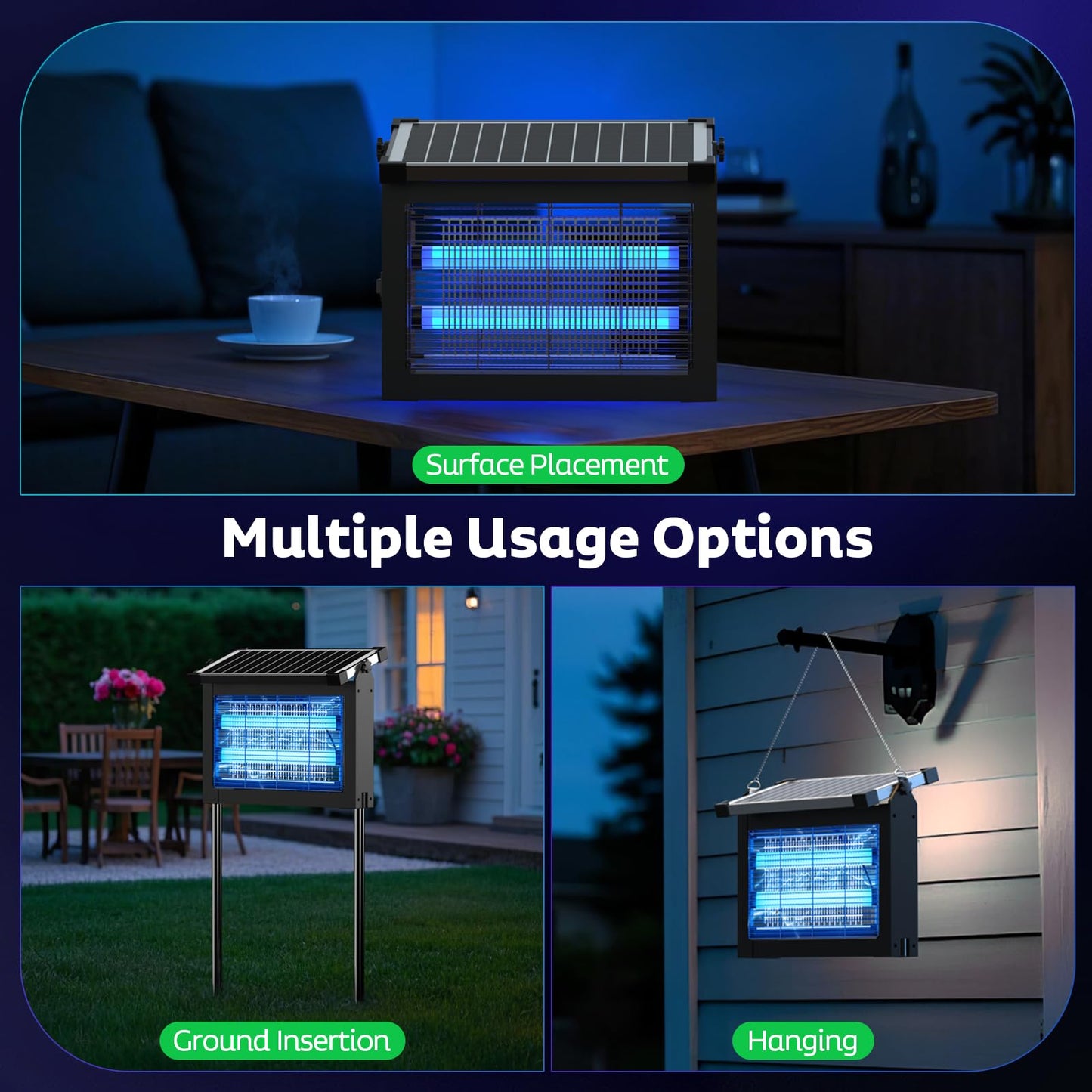 Solar Electric Mosquito Zapper for Outdoor Use