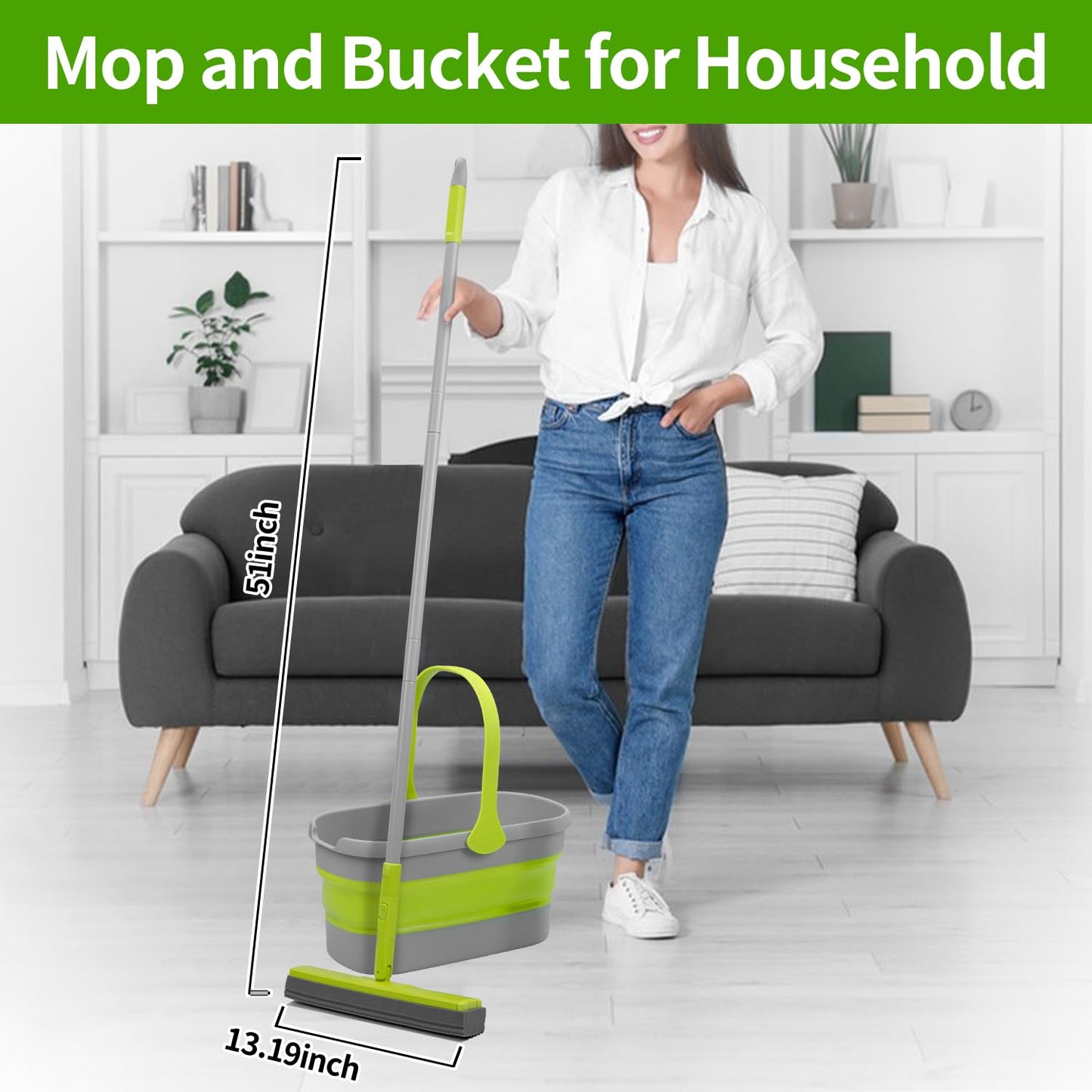 Collapsible Mop and Bucket Set with Wringer