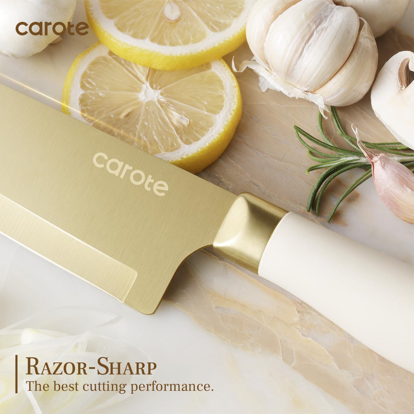 CAROTE 12-Piece Titanium Coated Knife Set