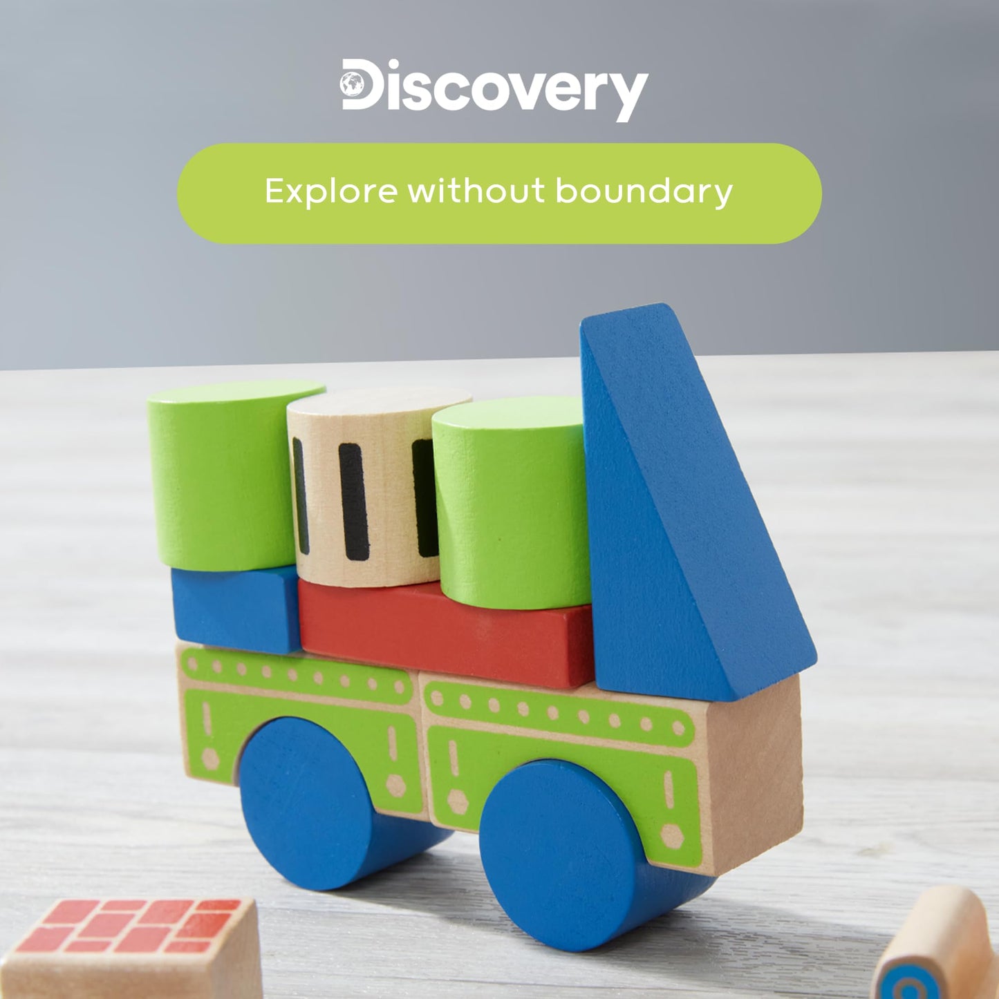 Discovery Kids 80-Piece Wooden Building Blocks Set