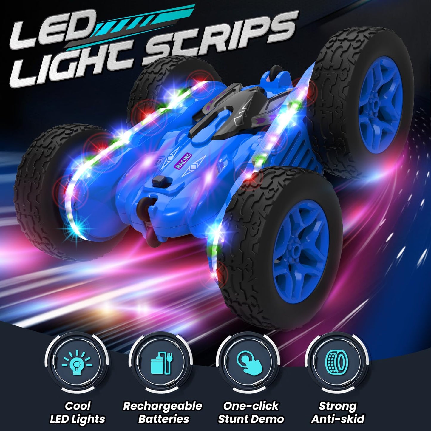 TOY Life Kids Stunt Remote Control Car 2.4G HZ Remote Control Cars RC Stunt Car Remote Control Toys for Boy & Girl RC Stunt Car Double Sided 360° Rotating Cars Birthday for Kids