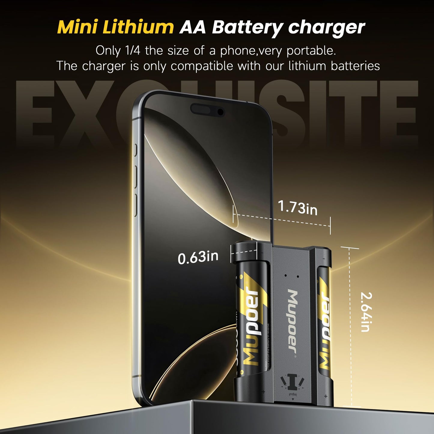 2 Pack Rechargeable AA Lithium Batteries Mupoer