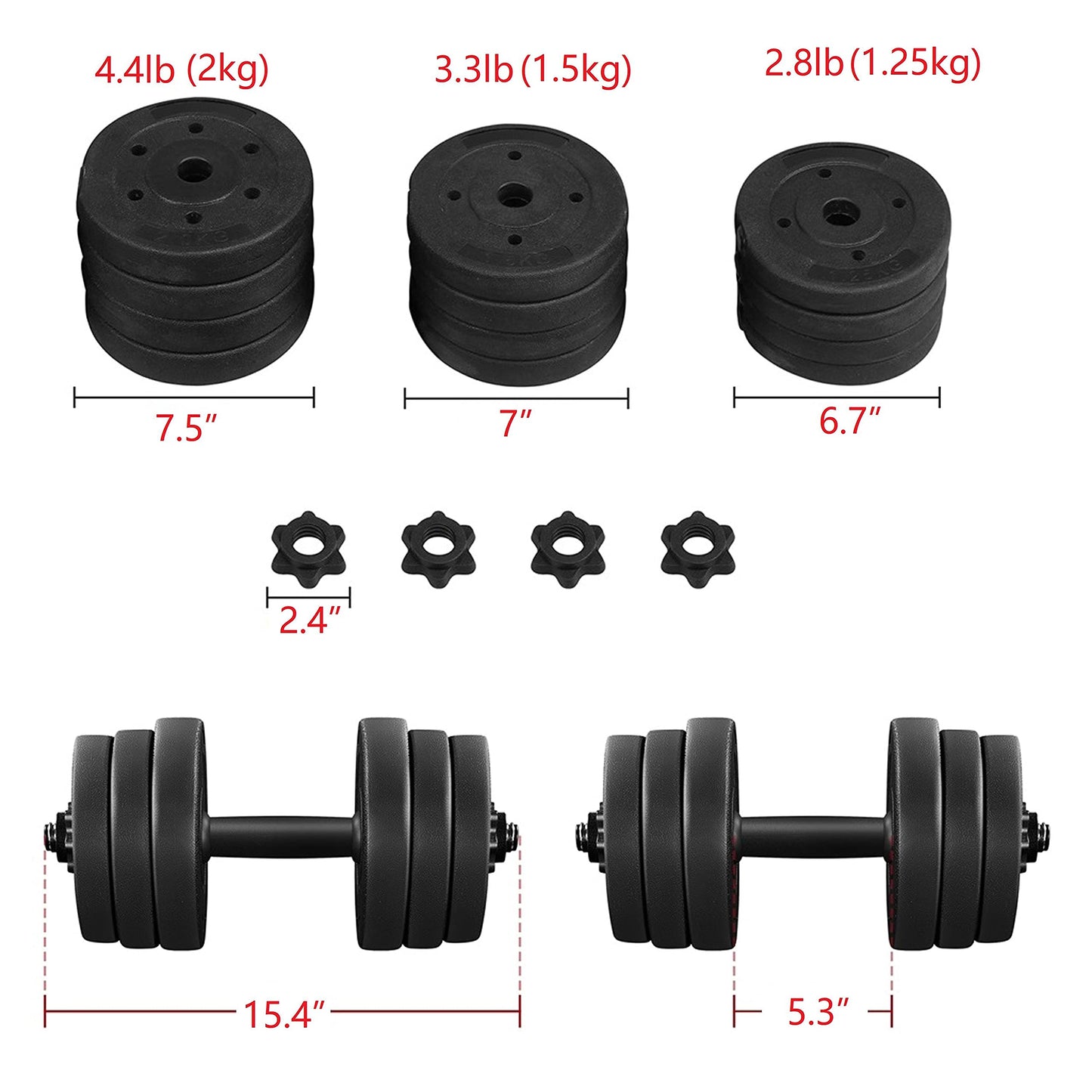 44 LB Adjustable Dumbbell Weight Set