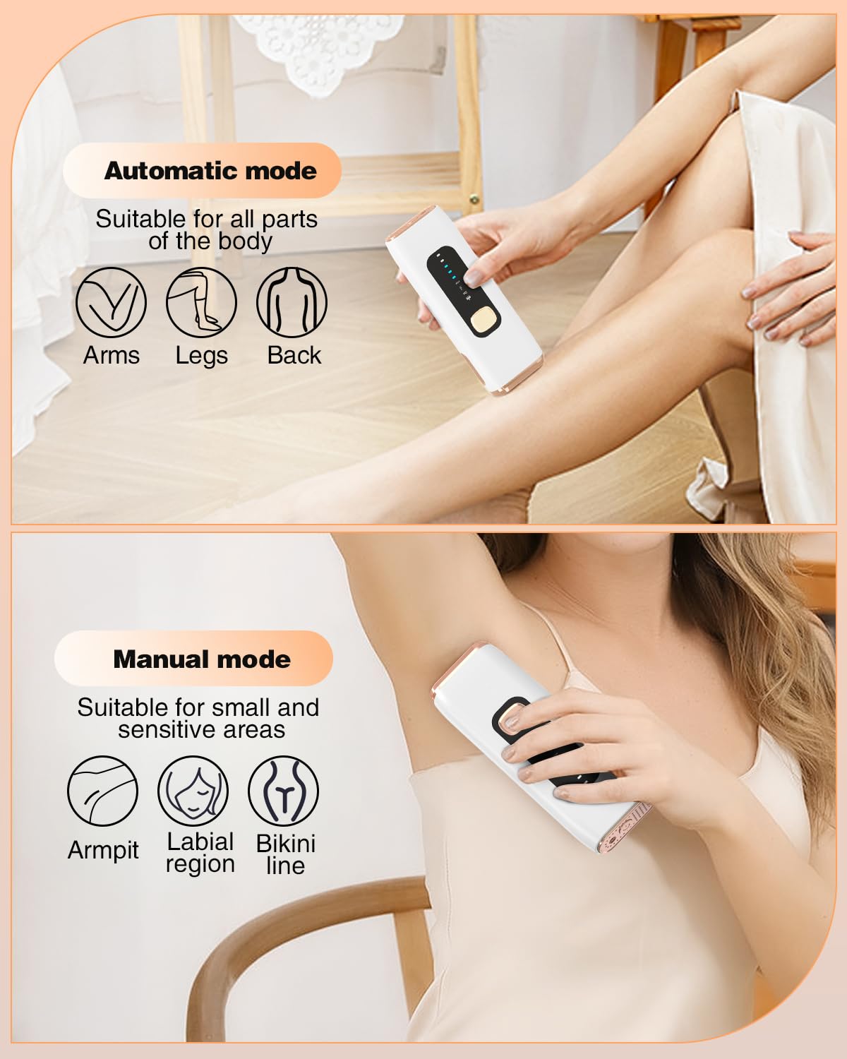 IPL Laser Hair Removal Device for Women Men at Home, Upgraded to 999,900 Flashes Permanent for Facial Legs Arms Bikini Line Whole Body Treatment (White)