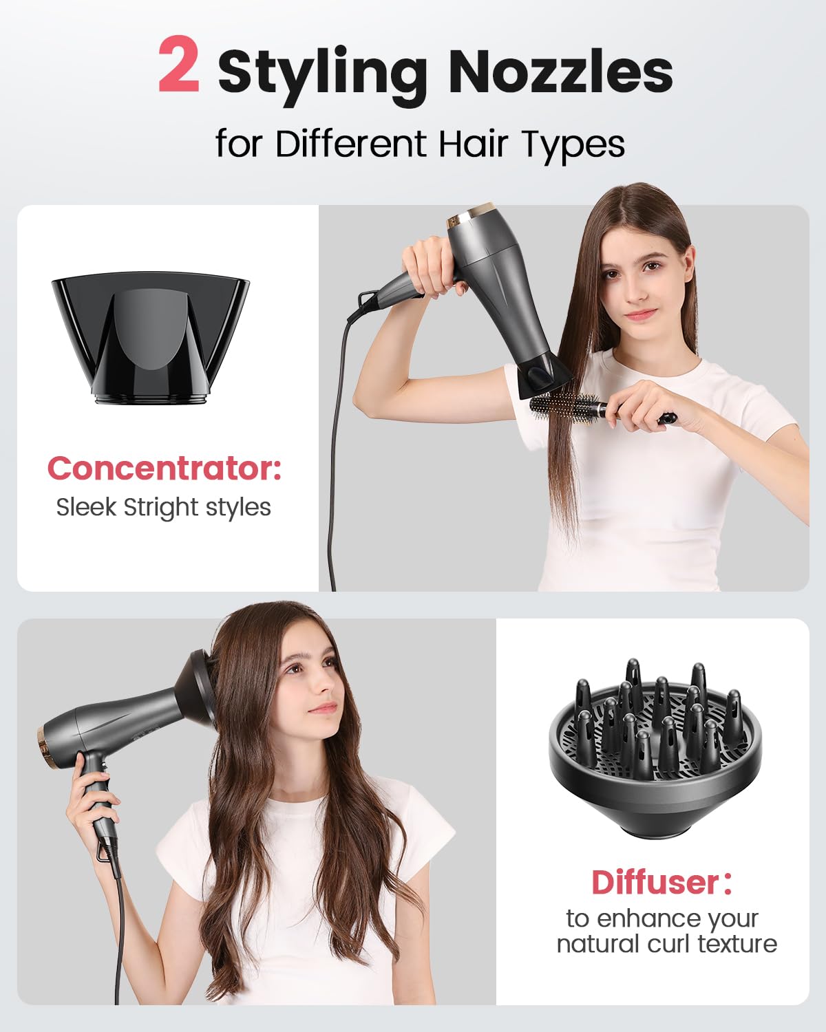 Ionic Hair Dryer with Diffuser and Cool Shot