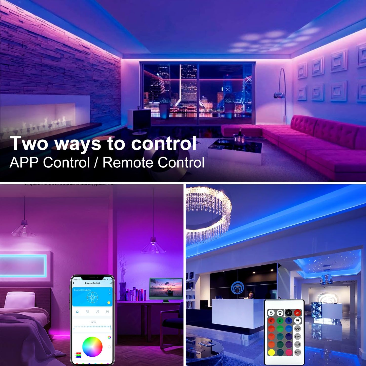 130ft LED Strip Lights with Remote by DAYBETTER