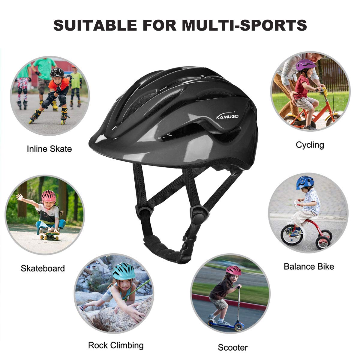 KAMUGO Kids Adjustable Bike Helmet for Ages 2-8